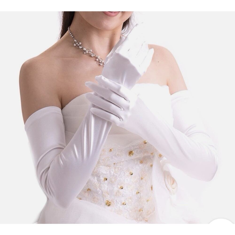 Wedding Formal Long White Nylon/Spandex Evening Gloves NWOT